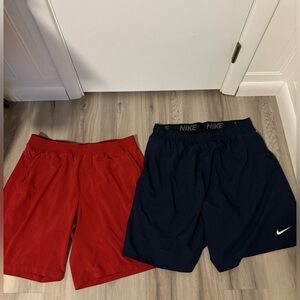 LOT of 2 Men's XXL Athletic Shorts - Lululemon Red & Nike Dri-FIT Navy Blue